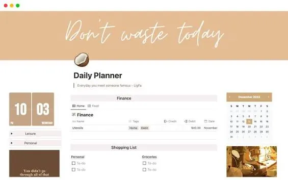 Notion Weekly Planner Template